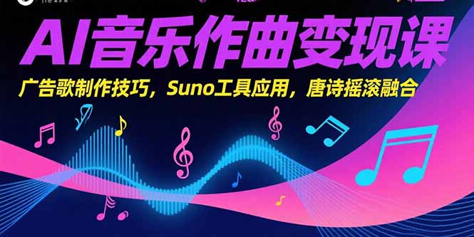 AI音乐作曲变现课，广告歌制作技巧，Suno工具应用，唐诗摇滚融合-二当家网创资源站