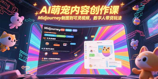 AI萌宠内容创作课，Midjourney制图到可灵视频，数字人带货玩法-二当家网创资源站