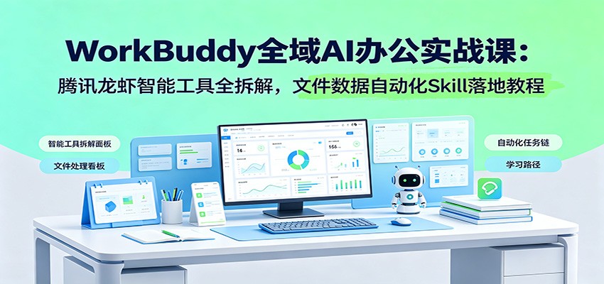 WorkBuddy全域AI办公实战课：腾讯龙虾智能工具全拆解，文件数据自动化Skill落地教程-二当家网创资源站