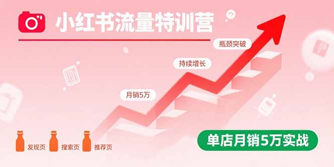 小红书流量特训营：突破流量瓶颈，实现店铺持续增长，单店月销5万实战-二当家网创资源站