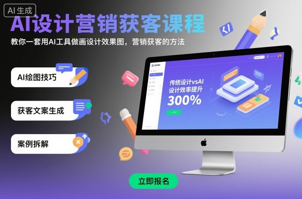 AI设计营销获客课程，教你一套用AI工具做画设计效果图，营销获客的方法-二当家网创资源站