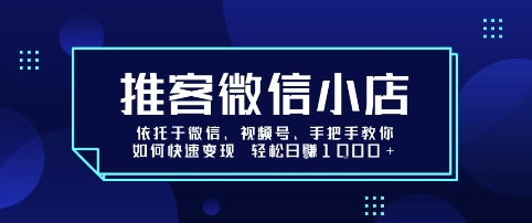 推客微信小店依托于微信、视频号，手把手教你如何快速变现 轻松日入1k+【揭秘】-二当家网创资源站