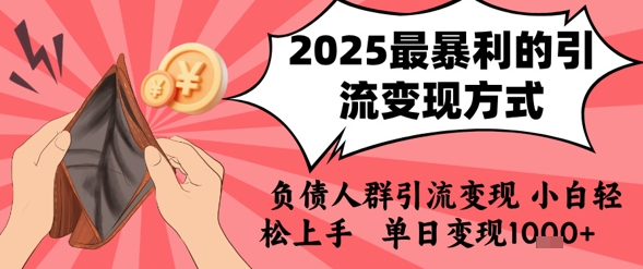 2025年最暴利的引流变现方式，负债人群引流变现，小白轻松上手，日入1k-二当家网创资源站