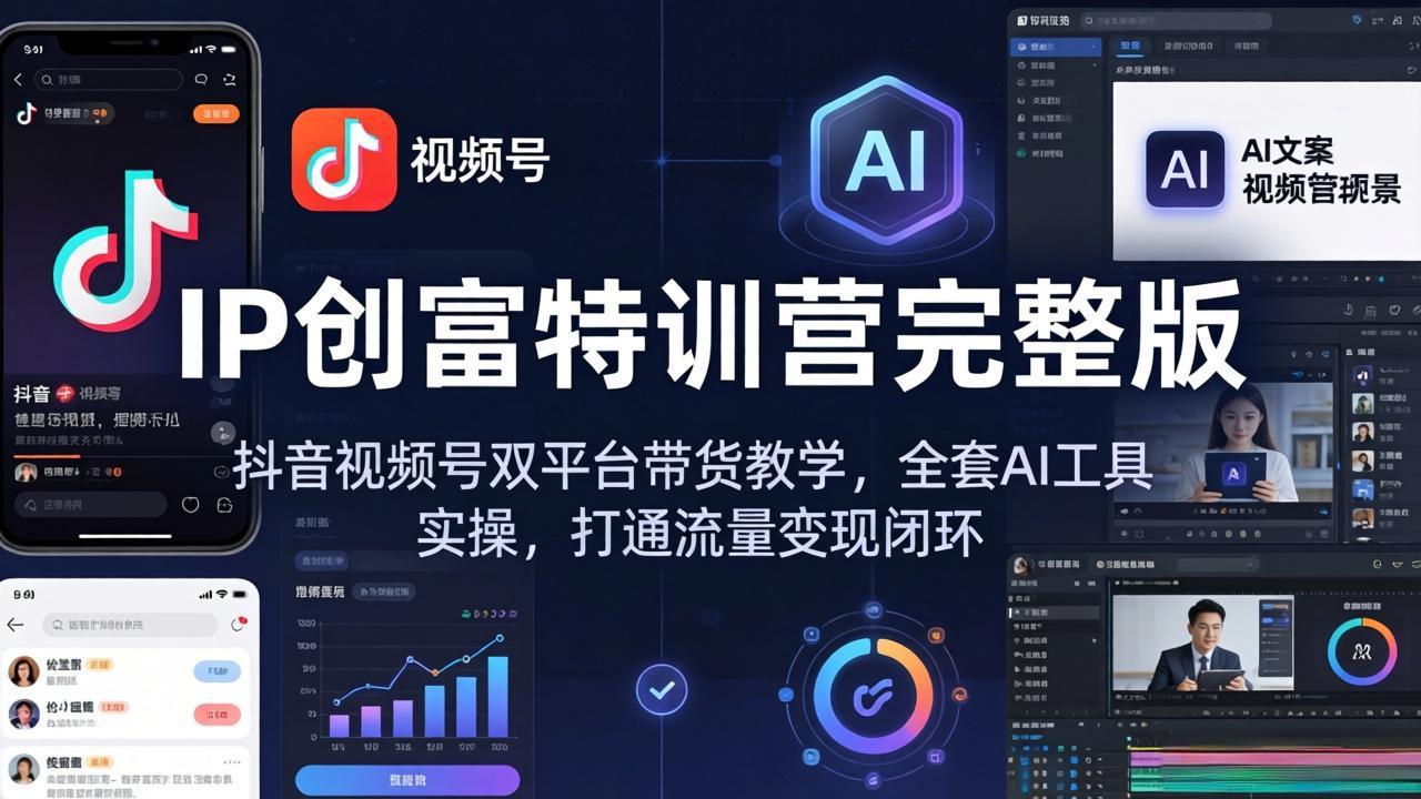 IP创富特训营完整版：抖音视频号双平台带货教学，全套AI工具实操，打通流量变现闭环-二当家网创资源站