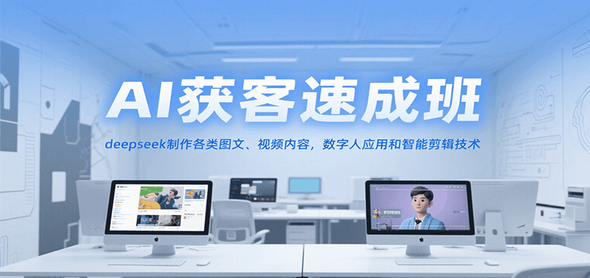 AI获客速成班，deepseek制作各类图文、视频内容，数字人应用和智能剪辑技术-二当家网创资源站