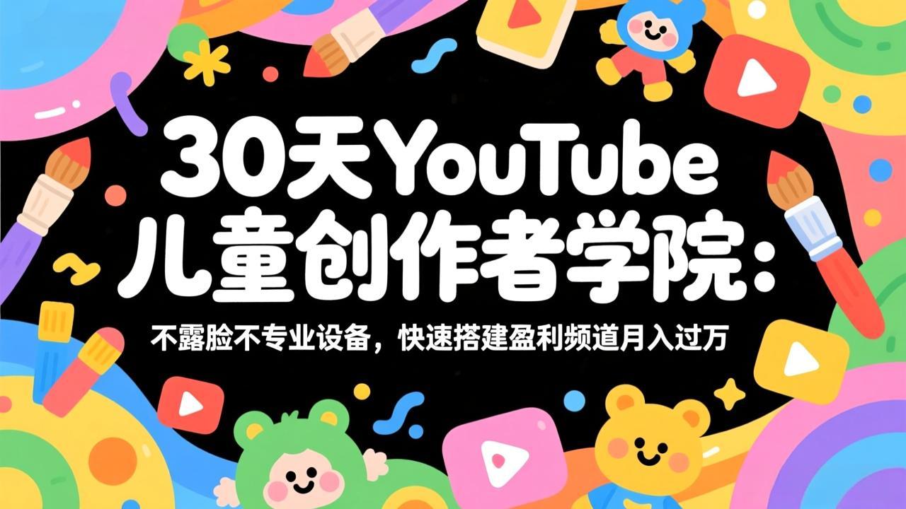 30天YouTube儿童创作者学院：不露脸不专业设备，快速搭建盈利频道月入过万-二当家网创资源站