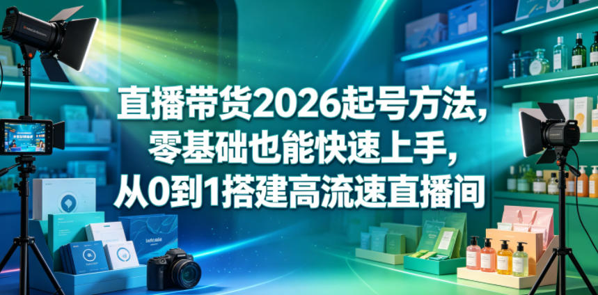 直播带货2026起号方法,零基础也能快速上手,从0到1搭建高流速直播间-二当家网创资源站