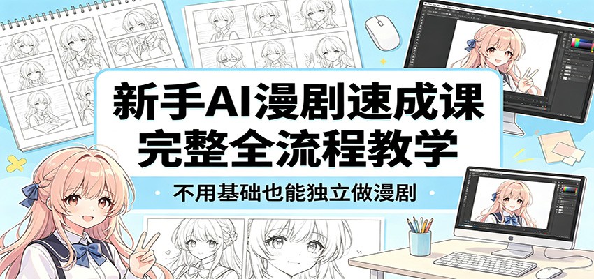 新手AI漫剧速成课:完整全流程教学,不用基础也能独立做漫剧-二当家网创资源站