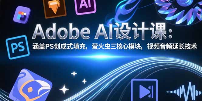 Adobe AI设计课：涵盖PS创成式填充，萤火虫三核心模块，视频音频延长技术-二当家网创资源站
