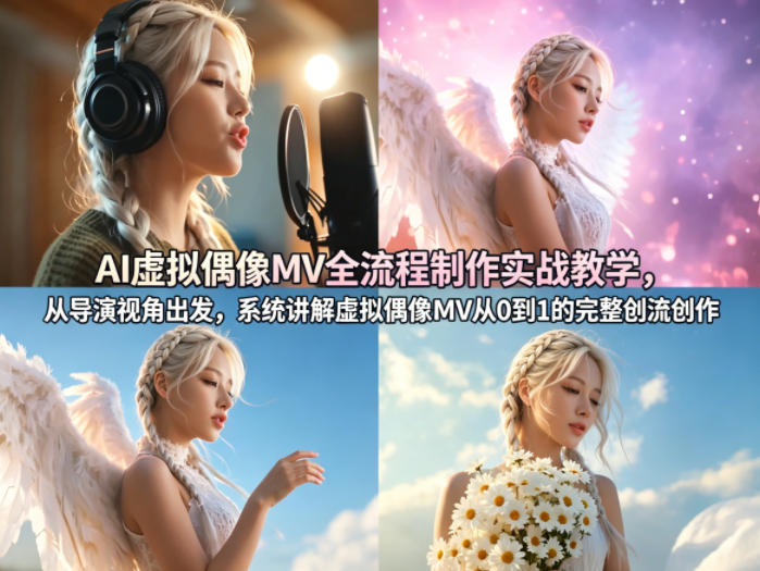 AI虚拟偶像MV全流程制作实战教学，从导演视角出发，系统讲解虚拟偶像MV从0到1的完整创作流程-二当家网创资源站