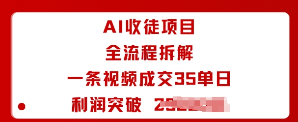 AI收徒项目全流程拆解一条视频成交35单日利润突破1k+-二当家网创资源站
