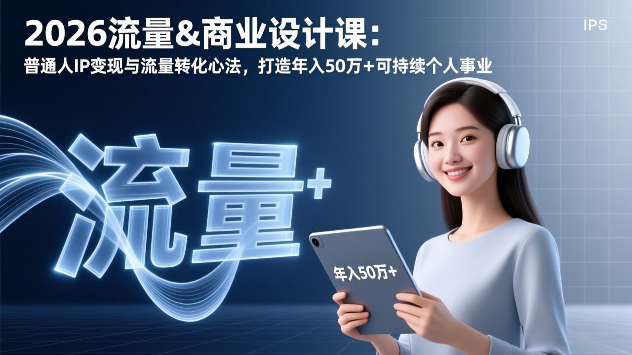 2026流量&商业设计课：普通人IP变现与流量转化心法，打造年入50万+可持续个人事业-二当家网创资源站