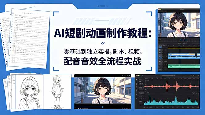 AI短剧动画制作教程：零基础到独立实操，剧本、视频、配音音效全流程实战-二当家网创资源站