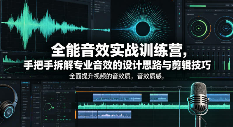 全能音效实战训练营，手把手拆解专业音效的设计思路与剪辑技巧，全面提升视频的音效质感-二当家网创资源站