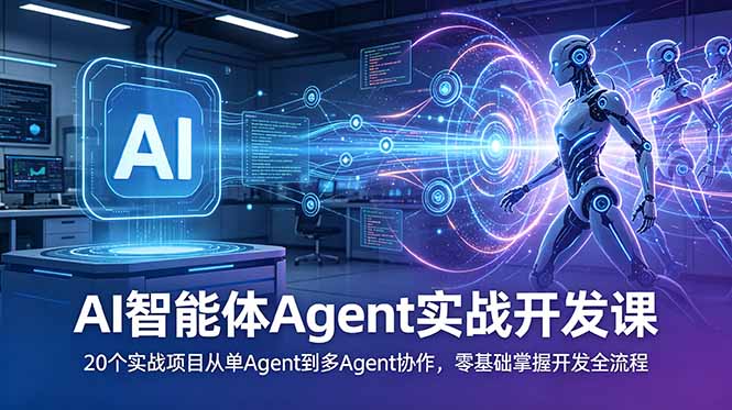 AI智能体Agent实战开发课:20个实战项目从单Agent到多Agent协作,零基础掌握开发全流程-二当家网创资源站