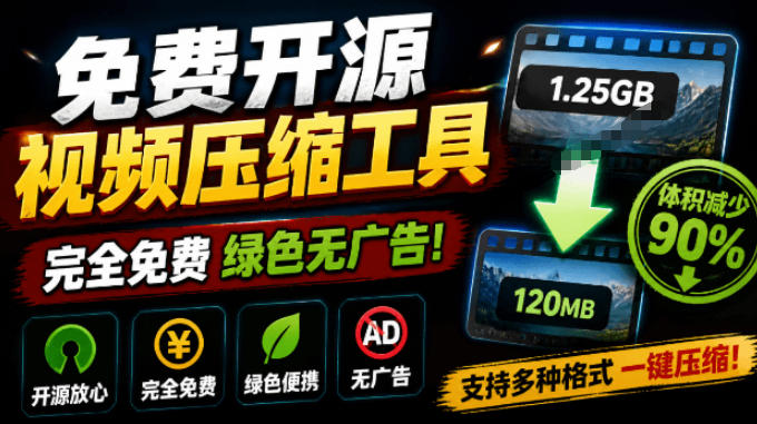 Github开源视频压缩瘦身工具，轻松压缩90%，并保持画质清晰，完全免费绿色无广告！VideoSlim-二当家网创资源站