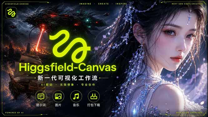 Higgsfield Canvas AI视频制作详解,节点式工作流搭建,重构新式视频创作完整教程-二当家网创资源站