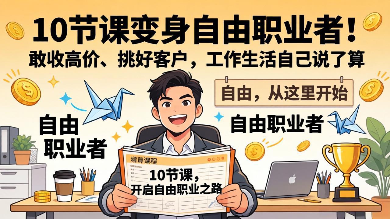 10 节课变身自由职业者！敢收高价、挑好客户，工作生活自己说了算-二当家网创资源站