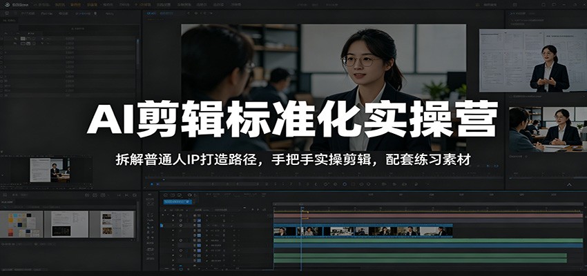 AI剪辑标准化实操营:拆解普通人IP打造路径,手把手实操剪辑,配套练习素材-二当家网创资源站