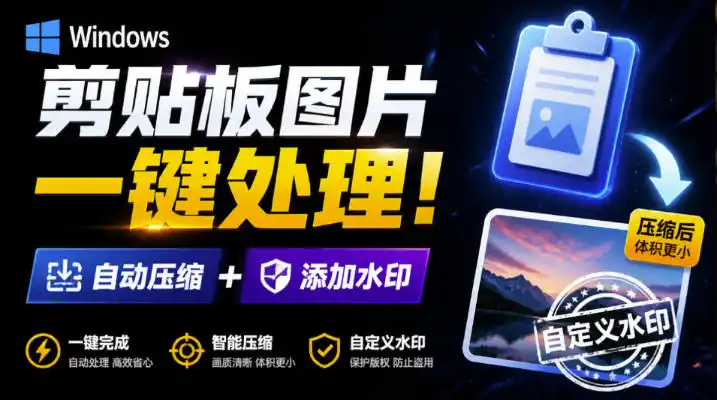 Windows剪贴板复制图片后，体积会暴涨数百倍？剪贴板图片一键自动压缩及添加水印工具-二当家网创资源站