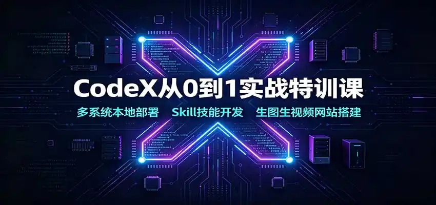 CodeX从0到1实战特训课:多系统本地部署,Skill技能开发,生图生视频网站搭建-二当家网创资源站