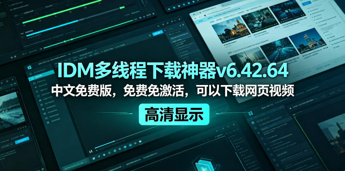 IDM多线程下载神器v6.42.64中文免费版,免费免激活,可以下载网页视频(例如飞书文档内的视频)-二当家网创资源站