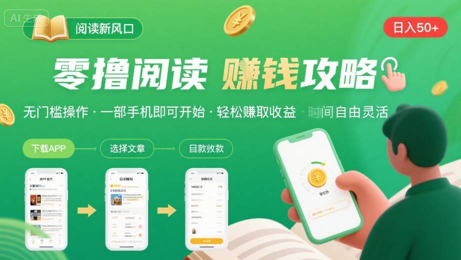 零撸阅读新风口，无门槛轻松挣，一部手机，日入 50-3张【揭秘】-二当家网创资源站