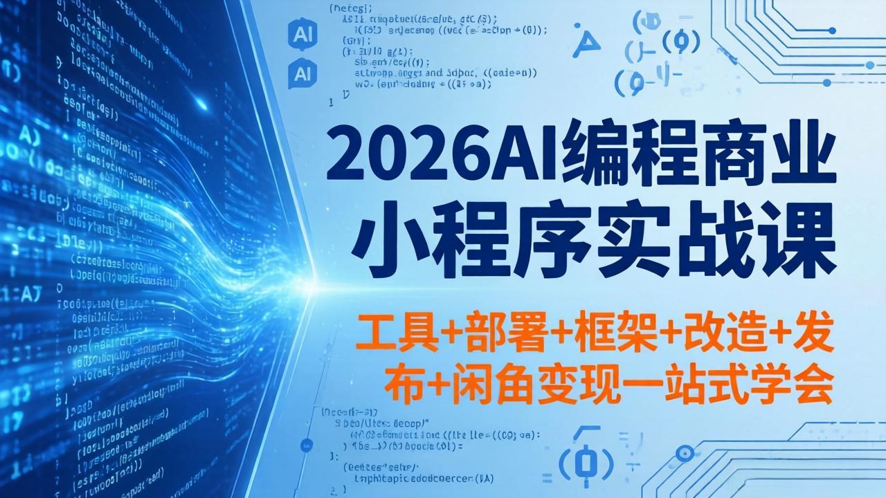 2026AI编程商业小程序实战课，工具+部署+框架+改造+发布+闲鱼变现一站式学会-二当家网创资源站