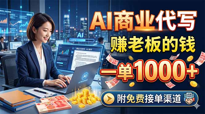 AI商业代写，赚老板的钱，一单1000+，附免费接单渠道-二当家网创资源站