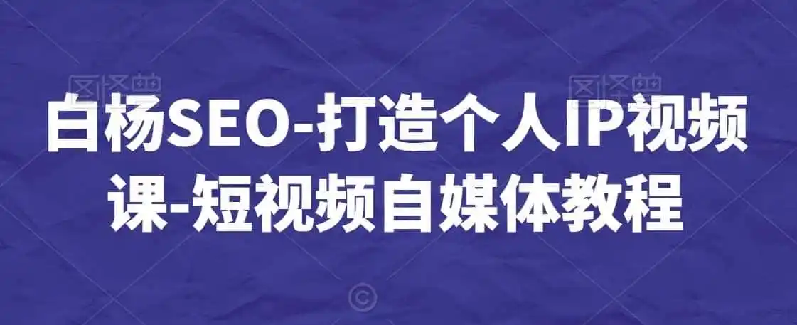 白杨SEO-打造个人IP视频课-短视频自媒体教程-二当家网创资源站