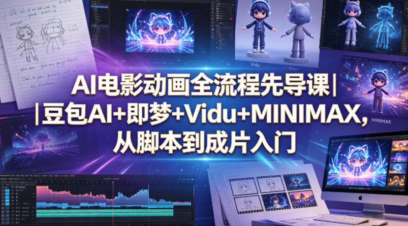 AI电影动画全流程先导课｜豆包AI+即梦+Vidu+MINIMAX，从脚本到成片入门-二当家网创资源站