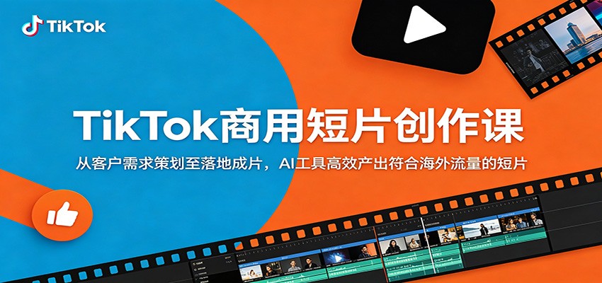 TikTok商用短片创作课:从客户需求策划至落地成片,AI工具高效产出符合海外流量的短片-二当家网创资源站