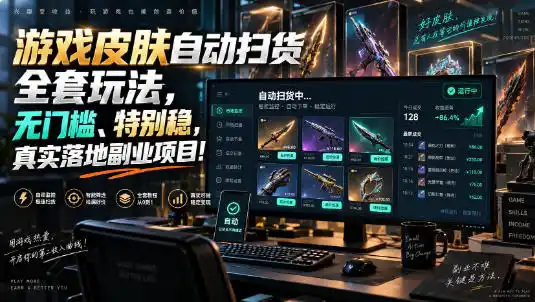 游戏皮肤自动扫货全套玩法,无门槛、特别稳,真实落地副业项目!【揭秘】-二当家网创资源站