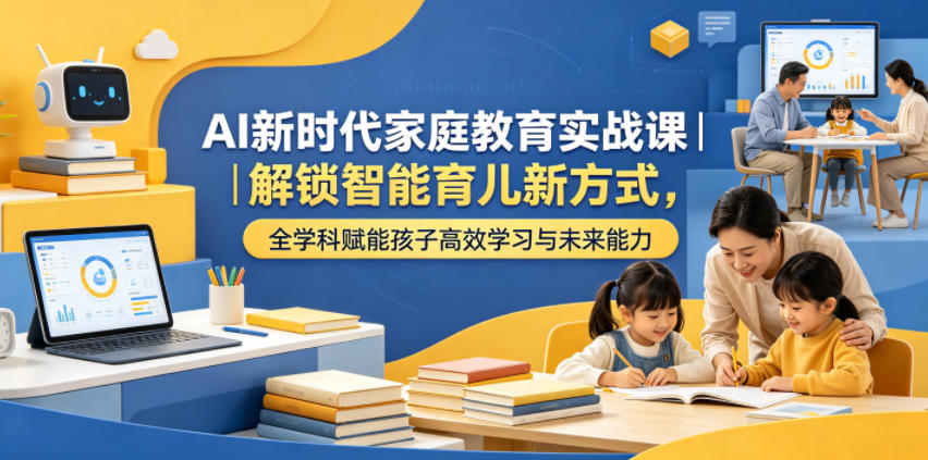 AI新时代家庭教育实战课|解锁智能育儿新方式,全学科赋能孩子高效学习与未来能力-二当家网创资源站