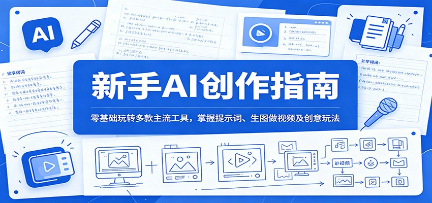 新手AI创作指南：零基础玩转多款主流工具，掌握提示词、生图做视频及创意玩法-二当家网创资源站