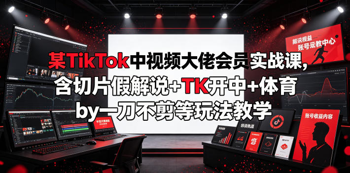 某TikTok中视频大佬会员实战课，含切片假解说+TK开中+体育by一刀不剪等玩法教学-二当家网创资源站