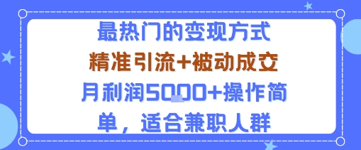 小众赛道玩法：当下最热门的变现方式，精准引流+被动成交月利润5k+操作简单，适合兼职人群-二当家网创资源站