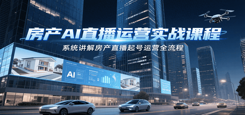 房产AI直播运营实战课程，系统讲解房产直播起号运营全流程-二当家网创资源站