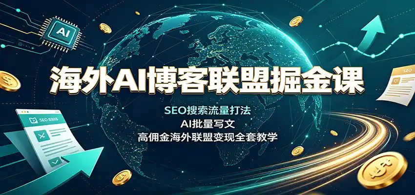 海外AI博客联盟掘金课：SEO搜索流量打法，AI批量写文，高佣金海外联盟变现全套教学-二当家网创资源站
