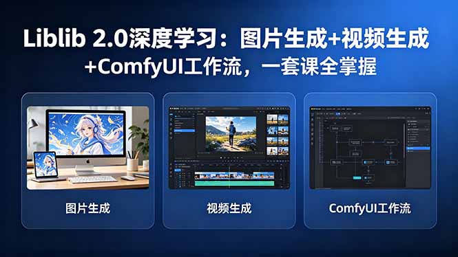 Liblib 2.0深度学习：图片生成+视频生成+ComfyUI工作流，一套课全掌握-二当家网创资源站