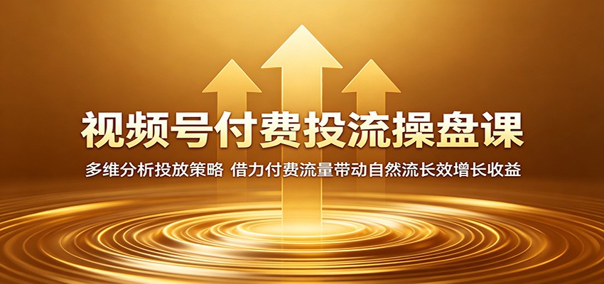 视频号付费投流操盘课：多维分析投放策略，借力付费流量带动自然流长效增长收益-二当家网创资源站