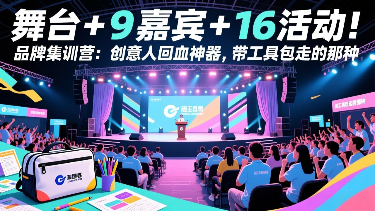 舞台 + 9 嘉宾 + 16 活动！品牌集训营：创意人回血神器，带工具包走的那种-二当家网创资源站