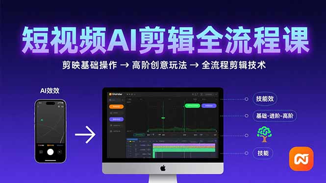 短视频AI剪辑技能，从剪映基础操作到高阶创意玩法，全流程剪辑技术-二当家网创资源站