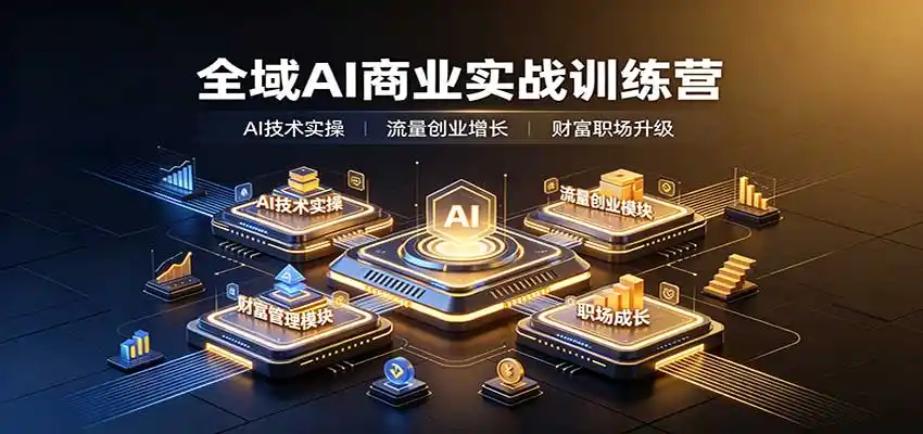 全域AI商业实战训练营:涵盖AI技术实操、流量创业、财富管理与职场成长全体系内容-二当家网创资源站