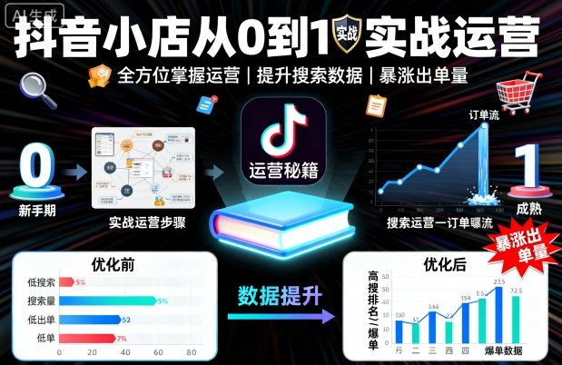 抖音小店从0到1实战运营，帮你全方位掌握小店运营，提升搜索数据与出单量-二当家网创资源站