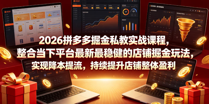 2026拼多多掘金私教实战课程，整合当下平台最新最稳健的店铺掘金玩法，实现降本提流，持续提升店铺整体盈利-二当家网创资源站