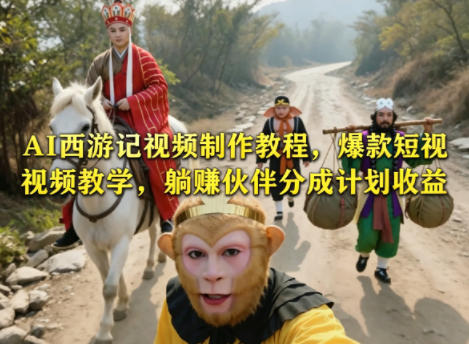 AI西游记视频制作教程，爆款短视频教学，躺賺伙伴分成计划收益-二当家网创资源站