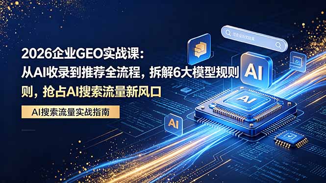 2026 企业GEO实战课：从AI收录到推荐全流程，拆解6大模型规则，抢占 AI 搜索流量新风口-二当家网创资源站