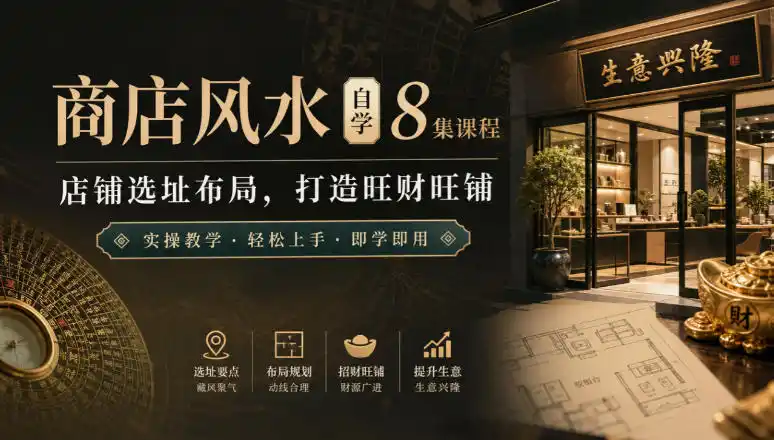商店风水自学8集课程|店铺选址布局,打造旺财旺铺实操教学-二当家网创资源站