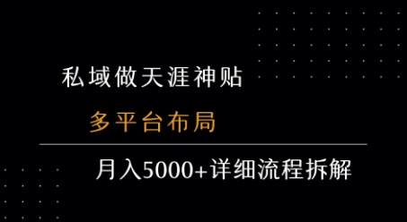 私域做天涯神贴 多平台布局 月入5k+详细流程拆解-二当家网创资源站